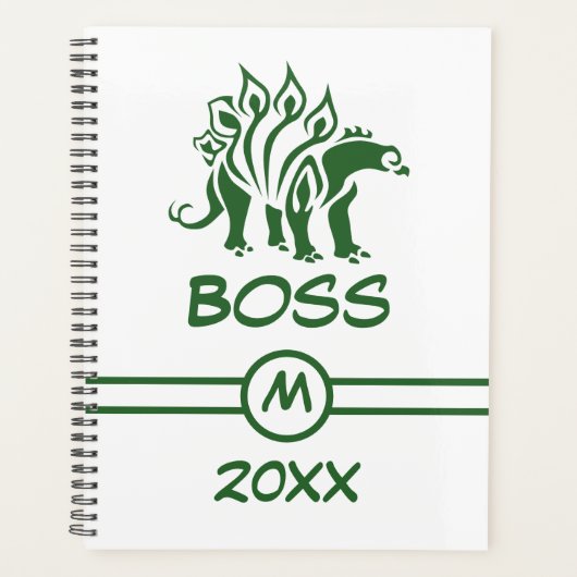 Forest Green Stegosaurus verrijkte dinosaurus Planner (Voorkant)