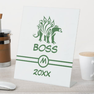 Forest Green Stegosaurus verrijkte dinosaurus Reclamebord Met Voetstuk