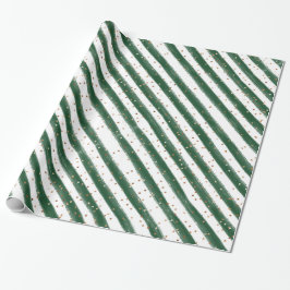 Forest Green Stripes en Gold Glitter Kinder Party Cadeaupapier