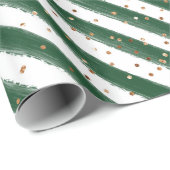 Forest Green Stripes en Gold Glitter Kinder Party Cadeaupapier (Rol Hoek)