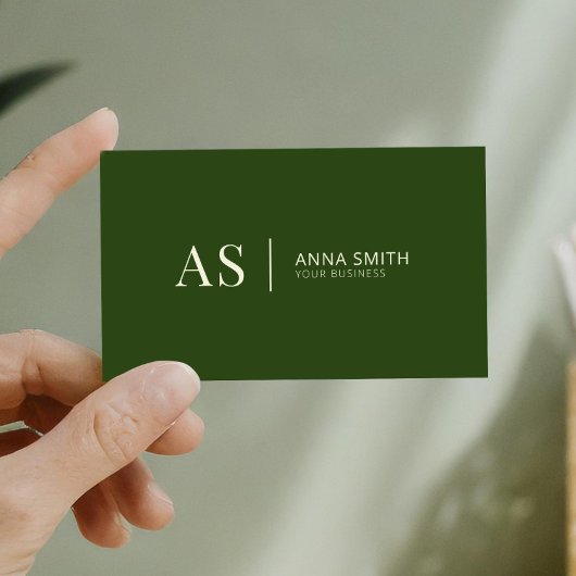 Forest Green Stylish Monogram Modern Visitekaartje