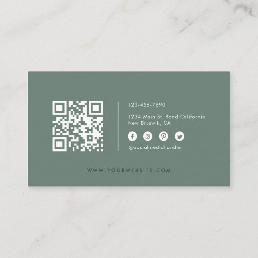 Forest Green Stylish QR Code Visitekaartje (Achterkant)