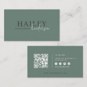 Forest Green Stylish QR Code Visitekaartje (Voorkant / Achterkant)
