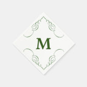 Forest Green Swirl Border Monogram All Occasion Servetten (Hoek)