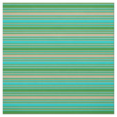 Forest Green, Tan en Dark Turquoise Lines Stof (Swatch)
