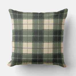 Forest Green Tartan Snowflake Throw Pillow | Cozy Kussen