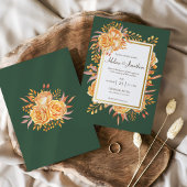 Forest Green Terracotta Rustiek Elegant Huwelijk Kaart