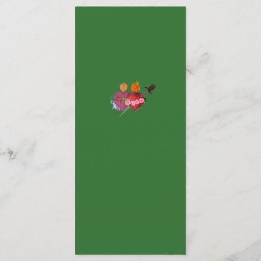 Forest Green Two Hearts Catholic Wedding Menu (Achterkant)