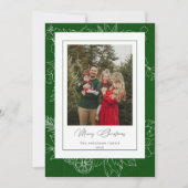 Forest Green Vintage Botanical Christmas Photo Feestdagenkaart (Voorkant)