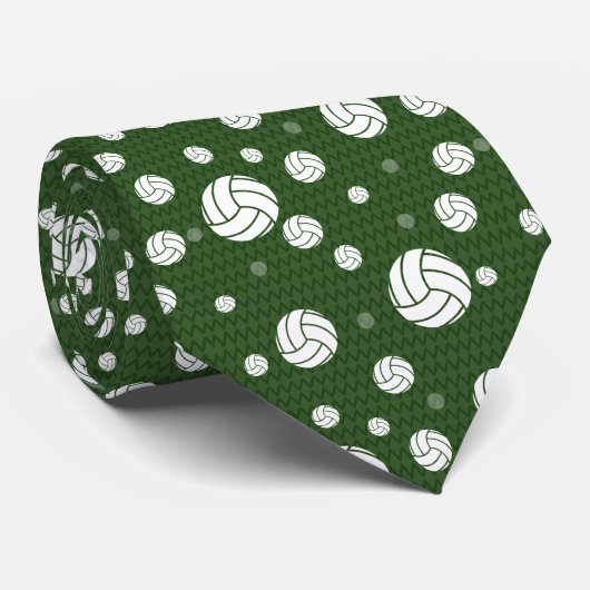 Forest Green Volleyball Chevron Patterned Stropdas (Opgerold)