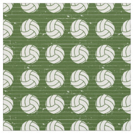 Forest Green Volleyball Wood Floor Pattered Stof