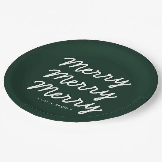 Forest Green Vrolijk Kerstfeest Papieren Bordje (Gekanteld)