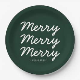 Forest Green Vrolijk Kerstfeest Papieren Bordje