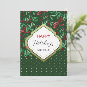 Forest Green Waterverf Boho Mistletoes Vakantie Kaart