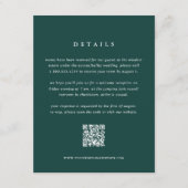Forest Green Wedding Details Card with QR Code Informatiekaartje (Voorkant)