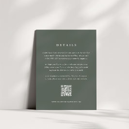 Forest Green Wedding Details Card with QR Code Informatiekaartje