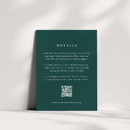 Forest Green Wedding Details Card with QR Code Informatiekaartje