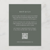 Forest Green Wedding Details Card with QR Code Informatiekaartje (Voorkant)