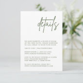 Forest Green Wedding Details Enclosure Card Informatiekaartje (Staand voorkant)