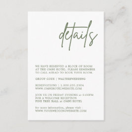 Forest Green Wedding Details Enclosure Card Informatiekaartje