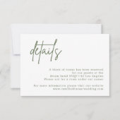 Forest Green Wedding Details-kaart RSVP Kaartje (Voorkant)
