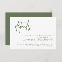 Forest Green Wedding Details-kaart RSVP Kaartje