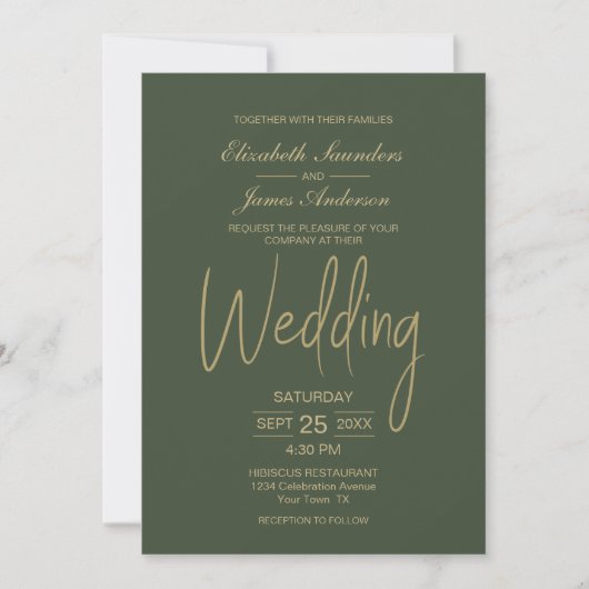 Forest Green Wedding Kaart (Voorkant)