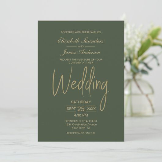Forest Green Wedding Kaart (Staand voorkant)
