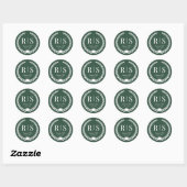 Forest Green Wedding Monogram Initials Ronde Sticker (Vel)