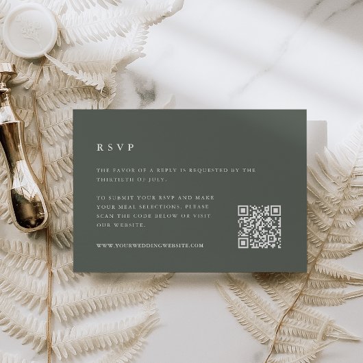 Forest Green Wedding QR Code RSVP Kaartje