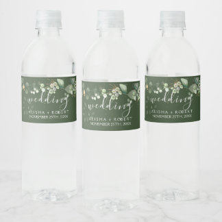 Forest Green Wedding Waterfles Etiket
