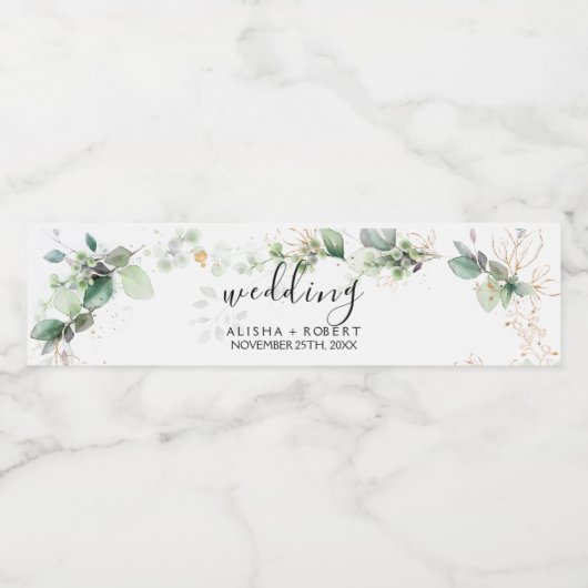 Forest Green Wedding Waterfles Etiket (Enkel label)