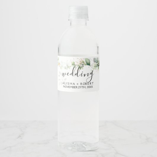 Forest Green Wedding Waterfles Etiket (Voorkant)