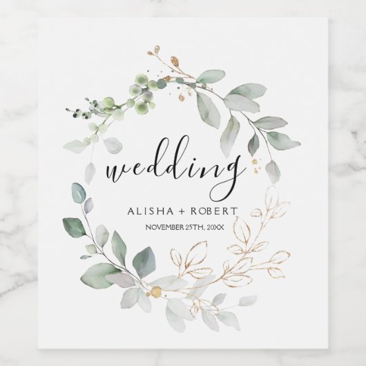 Forest Green Wedding Wijn Etiket (Enkel label)
