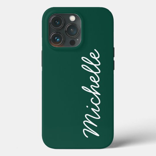 Forest Green & White Custom Cursive Name of Text Case-Mate iPhone Case (Achterkant)