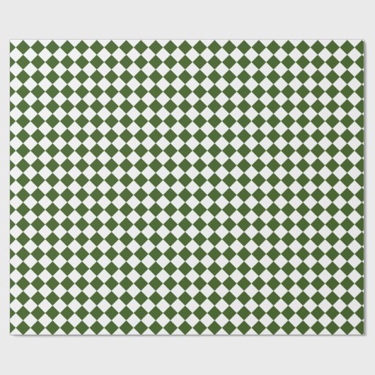Forest Green / White Diamond Pattern Classic Man Cadeaupapier (Vlak)