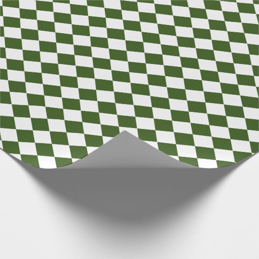 Forest Green / White Diamond Pattern Classic Man Cadeaupapier (Hoek)