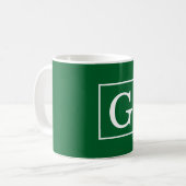 Forest Green White Framed Initiaal Monogram Koffiemok (Voorkant links)