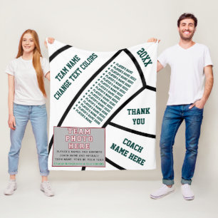 Forest Green, White Gifts for Volleyball Coaches Fleece Deken