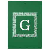 Forest Green, White Greek Key #1 geprogrammeerd mo Klembord (Achterkant)