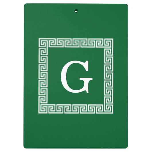 Forest Green, White Greek Key #1 geprogrammeerd mo Klembord (Achterkant)