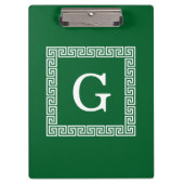 Forest Green, White Greek Key #1 geprogrammeerd mo Klembord (Voorkant)