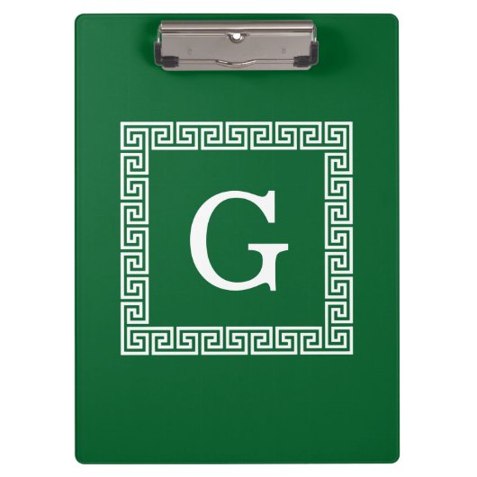 Forest Green, White Greek Key #1 geprogrammeerd mo Klembord (Voorkant)