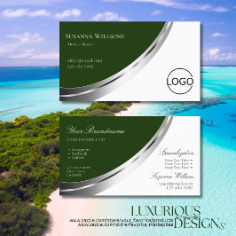 Forest Green White met Silver Decor en Logo Visitekaartje