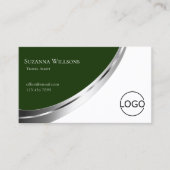 Forest Green White met Silver Decor en Logo Visitekaartje (Voorkant)