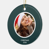 Forest Green White Modern Initialen Monogram FOTO Keramisch Ornament (Links)