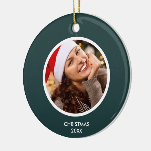 Forest Green White Modern Initialen Monogram FOTO Keramisch Ornament (Links)