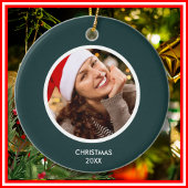 Forest Green White Modern Initialen Monogram FOTO Keramisch Ornament