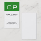 Forest Green White Monogram Modern minimalist Visitekaartje (Voorkant / Achterkant)