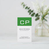 Forest Green White Monogram Modern minimalist Visitekaartje (Staand voorkant)